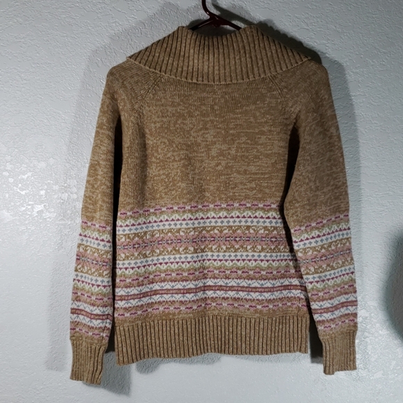 Tiara Sweater Medium oatmeal multi colored zipper - Picture 3 of 3